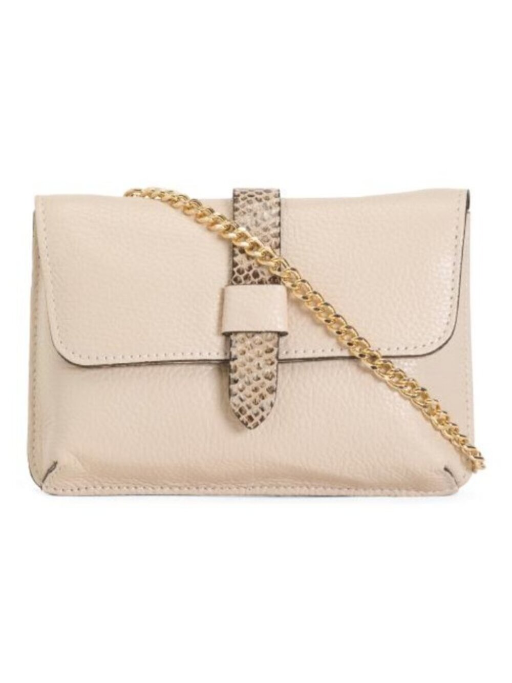 🔥DIVINA Made In Italy Leather Pouch Snake Tab With Chain Shoulder Strap